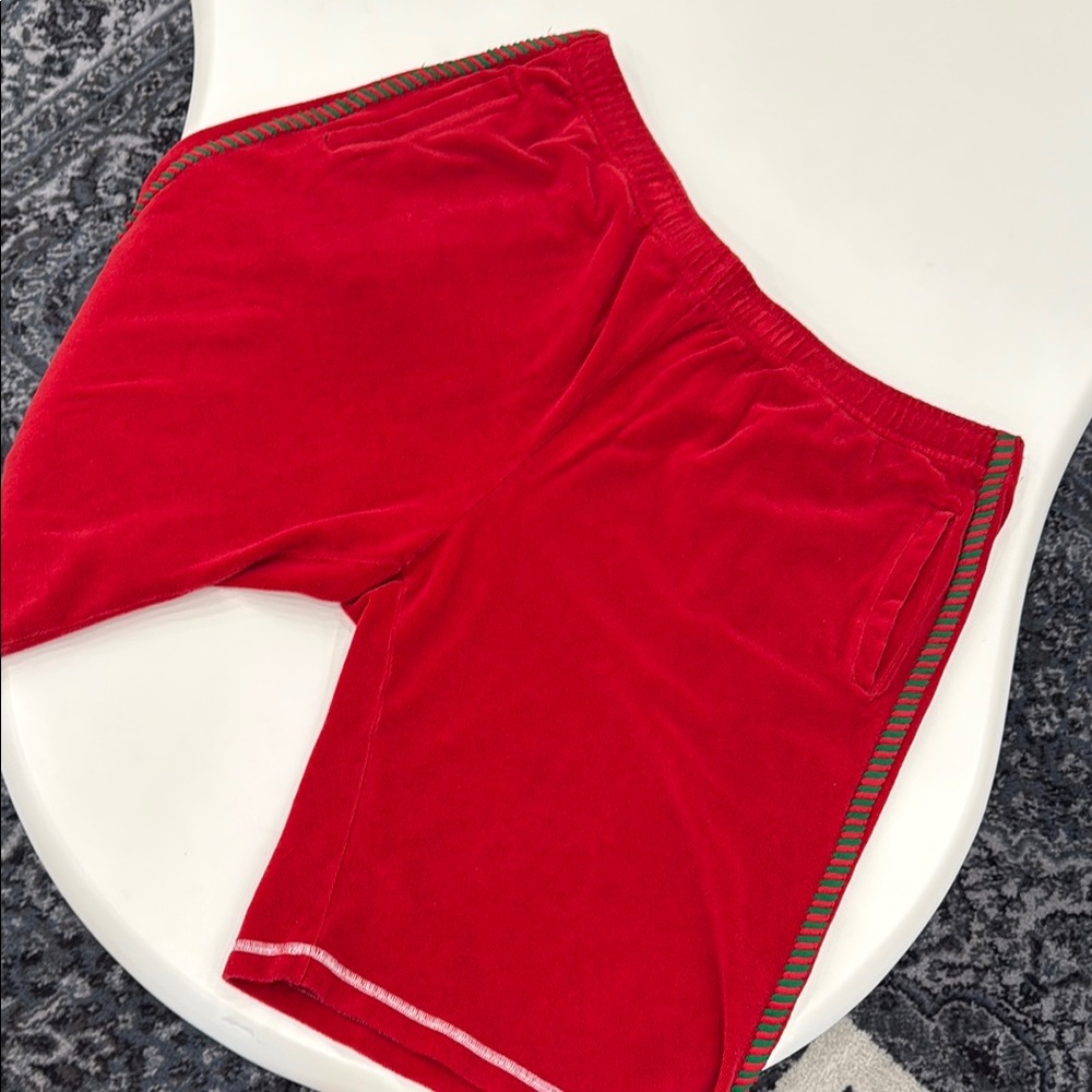 Gucci Red Velour Shorts with Striped Trim